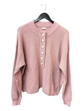 NWT LASCANA Women's Ribbed Button Up Sweater mauve Pink Size 12/14
